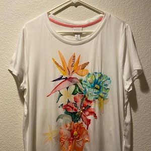 Women’s plus Chico’s beaded jersey t-shirt